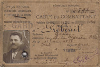 Carte du combattant Gaston Pebreuil
