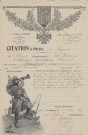 Citation à l'Ordre du Régiment de Louis Bousquet, soldat brancardier