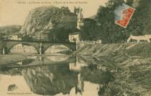 Le rocher de Duret, l'église et le pont de Rochebelle