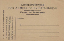 Correspondance des Armées de la République. Carte en franchise
