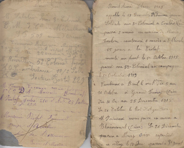 Carnet de notes manuscrites d'Aimé Roudil
