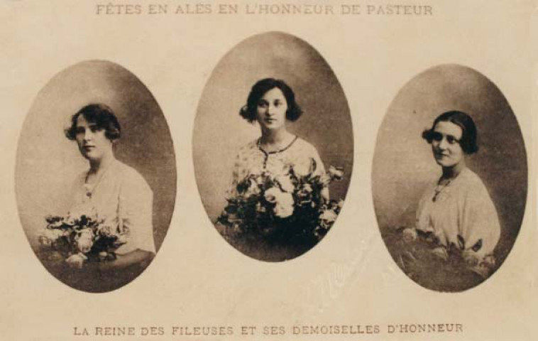 Fêtes en Alès en l'honneur de Pasteur. La reine des fileuses et ses demoiselles d'honneur