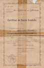 Certificat de bonne conduite au soldat 2ème classe Vézolles Auguste, Edouard, Firmin - 55e Régiment d'Infanterie