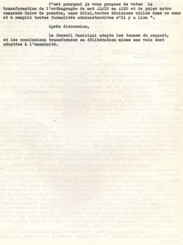 Décret relatif à la modification de l'orthographe du nom Alais, signé Gaston Doumergue