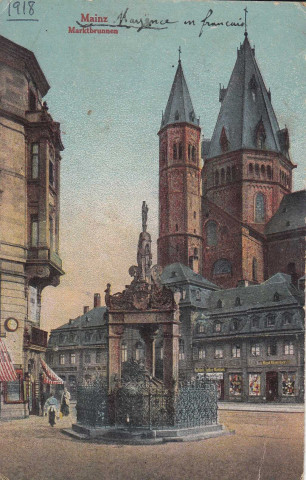 Carte postale de Mayence envoyée par Aimé Roudil à sa mère, son frère et sa soeur
