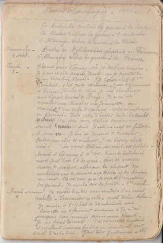 Carnet de notes manuscrit de Charles Bourgeois