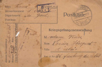 Carte postale envoyée du camp de prisonniers de Friedrichsfeld par Jules Rivière à Mme Veuve Louise Huguet 64 faubourg du soleil à Alais
