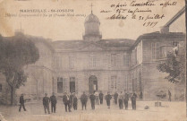Marseille. Saint-Joseph. Hôpital complémentaire n° 56 (façade nord entrée) : Carte postale de Jules Rivière à sa mère
