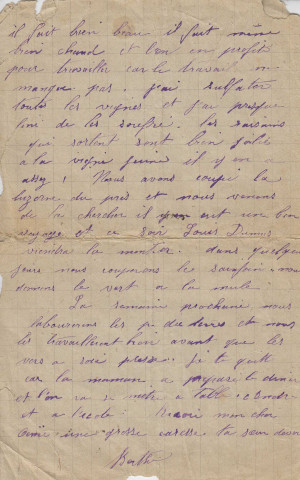Lettre de Berthe à son frère Aimé Roudil, envoyée de Brissac le 25 mai 1917 suivie de la réponse aux Armées d'Aimé Roudil à sa mère, son frère et sa soeur