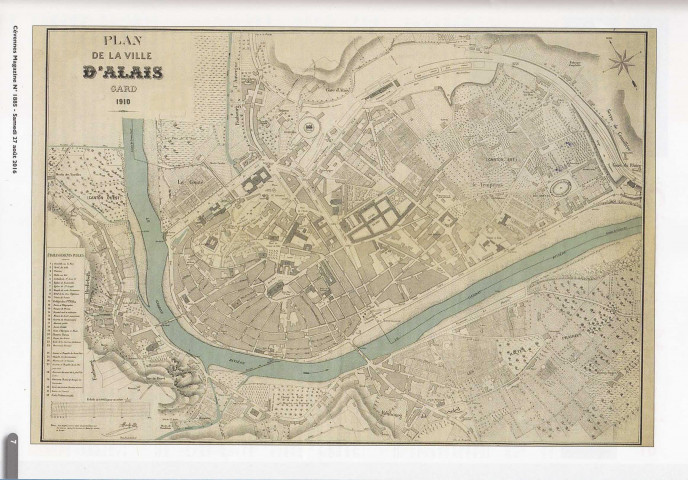 Plan de la ville d'Alais (Gard) 1910