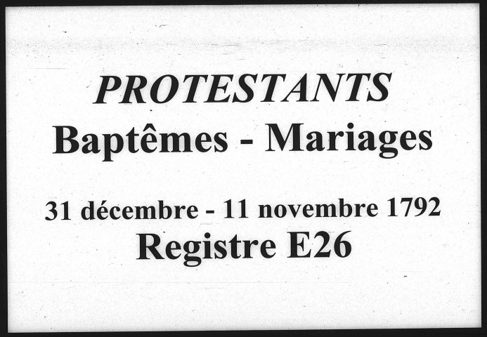 Protestants : Baptêmes, Mariages